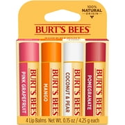 Burts Bees 100% Natural Origin Moisturizing Lip Balm with Beeswax, Superfruit, 4 Tubes