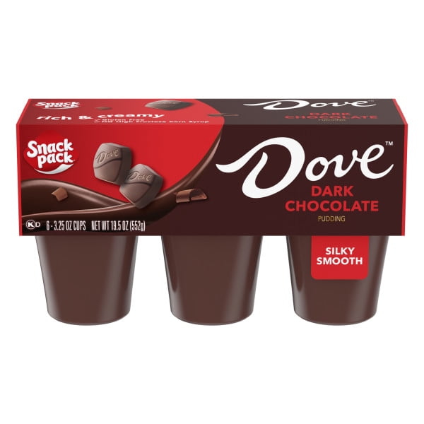 (4 pack) Snack Pack DOVE Dark Chocolate Pudding Cups, 3.25 oz. 6-Count