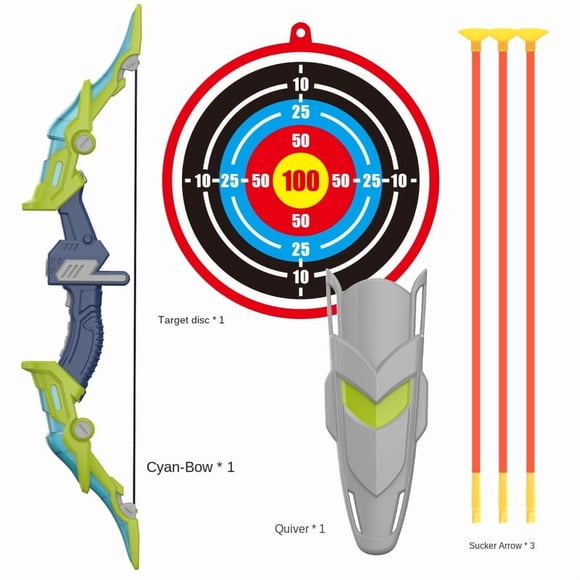 Bow and Arrows Set for Kids, Light-up Archery Toys with Arrows Targets for Sports Outdoor Games Backyard Birthday Gifts(Green)
