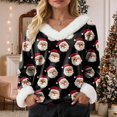 thumbnail image 6 of zaveiop Merry Christmas Sweatshirts for Women Faux Fur Trim V Neck Textured Sweaters Comfy 3/4 Sleeve Top (Z1-Black, M), 6 of 8