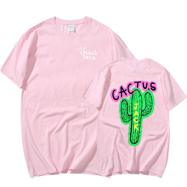 Camiseta de algodón de lujo para hombres y mujeres, camisa Harajuku con estampado de cactus y jack de Travis Scott, Hip Hop, amantes de la pareja