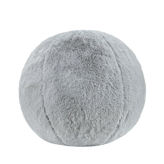 Mainstays 11" Silver Faux Fur Round Ball Decorative Pillow