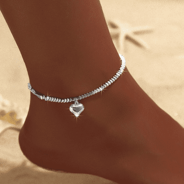 Shiny Sparkling Simple 14K White Gold Anklet for Women Gold Silver Color Elegant Jewelry Female Beach Ankle Bracelet on Foot Party Gift