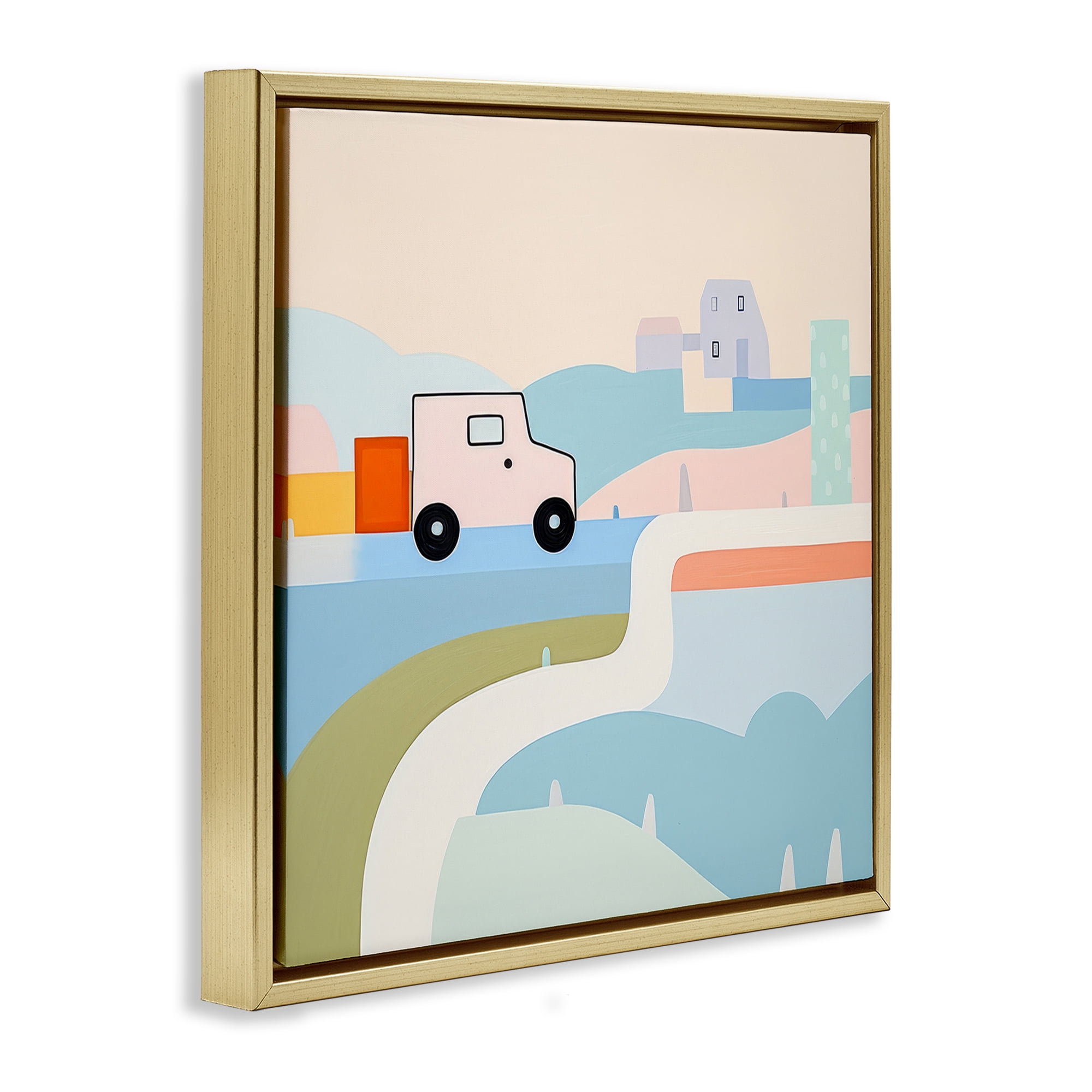 Stupell Industries Imagination On Wheels Landscape Painting Gold Floater Framed Art Print Wall Art, 18 x 18