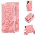 thumbnail image 1 of SaniMore Case for Samsung Galaxy S22 Ultra Tiger Embossing Flip Wallet, [RFID Blocking] PU Leather Magnetic Clasp Cover with Card Holder & Kickstand Full Body Protective Shell, Pink, 1 of 9
