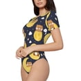 thumbnail image 2 of Daiia Moon Bear print Women's Crew Neck Short Sleeve Bodysuit Fashion Tops Fit Casual Basic Extender Bodysuit-, 2 of 9
