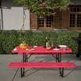 thumbnail image 5 of 72" W Metal Picnic Tables for Outdoor, Commercial Rectangular Steel Picnic Tables with Umbrella Hole of Up to 1-1/2" Diameter, Red, 5 of 9