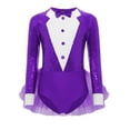 thumbnail image 5 of TSSOE Kids Girls Magician Outfit Long Sleeve Sequin Bodysuit Tulle Skirted Dress Jazz Dance Outfit With Hat Purple 8, 5 of 7