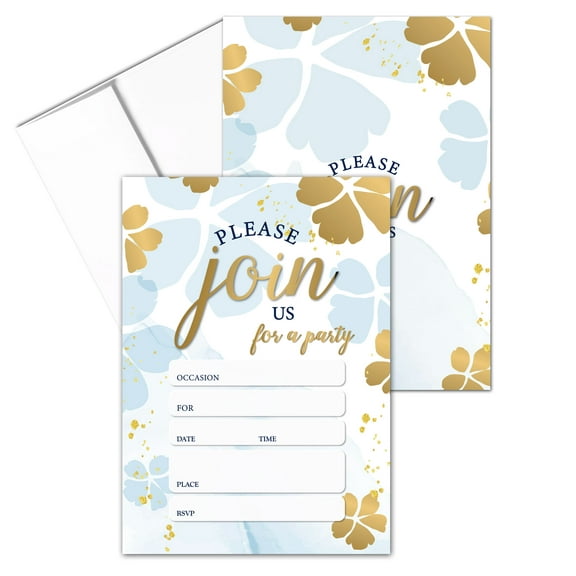 Stonehouse Collection | Yellow Floral Party Invitations With Envelopes, Please J