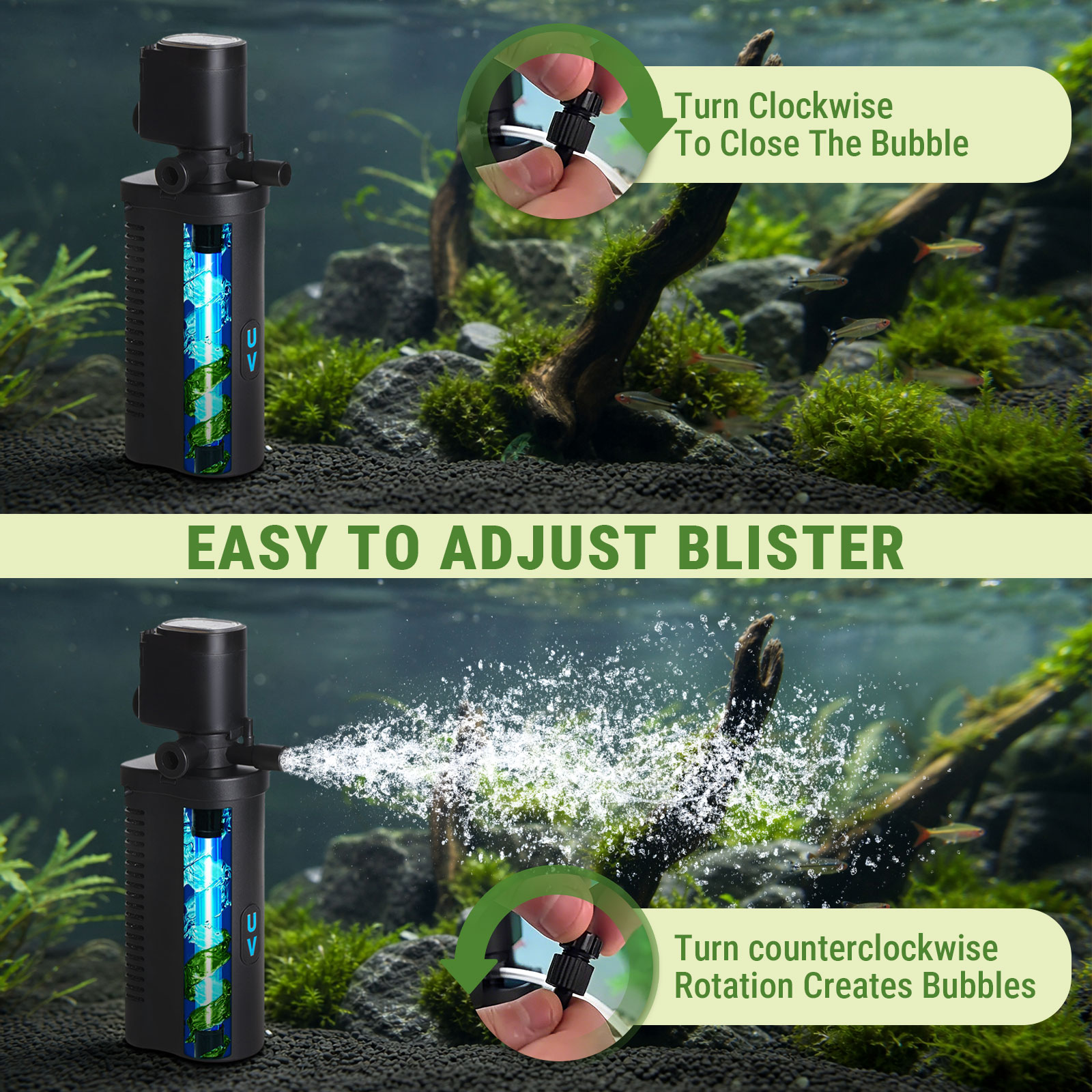 TARARIUM Aquarium Filter with UV Light, 10-45 Gallon photo 5