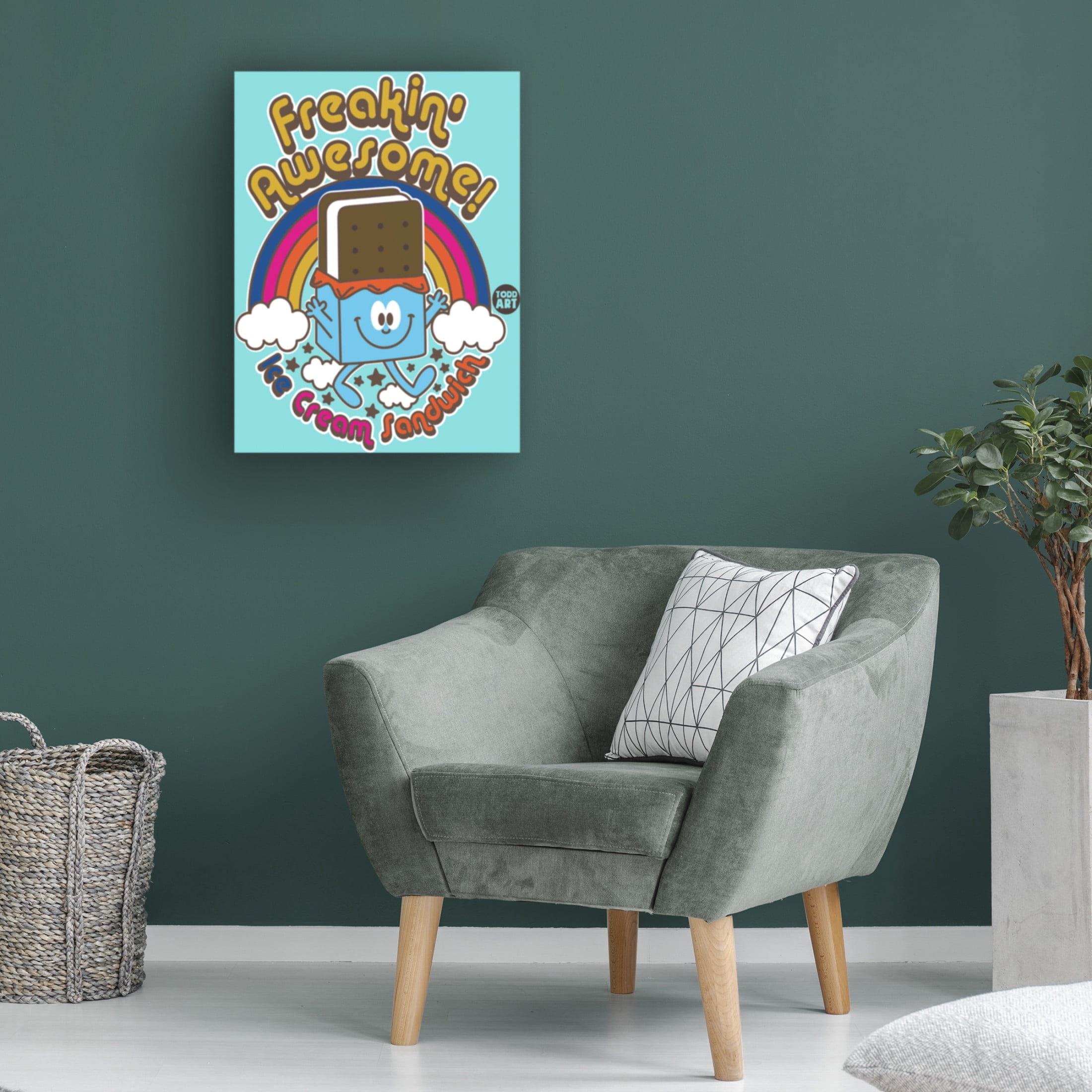 Canvas Wall Art - toddart 'Funshine Ice Cream Sandwich' Wall Art for Living Room, Bedroom, or Office Décor by Trademark Fine Art - 18 x 24 Inches