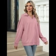 thumbnail image 4 of de Larga con Cuello en V para Mujer, Sudaderas Ligeras, Ropa de Moda de Otoño 2025. Rosa S, 4 of 10