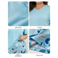 thumbnail image 6 of ValueVibe Women Plus Size Pajama Sets V-Neck Short Sleeve Pajamas 2 Piece Nightwear Floral Sleepwear, Blue 5XL, 6 of 9