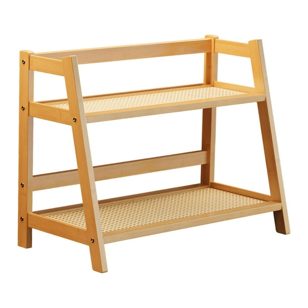 Organizador de café multiusos de 2 niveles con estante doble y decorativo Color bambú L