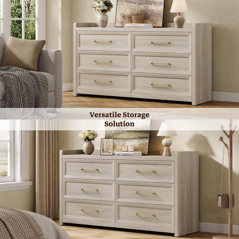 white oak 6 drawer dresser Weston Quarter Sawn White Oak Wood 6-Drawer Nursery Dresser with Changing  Topper | MC