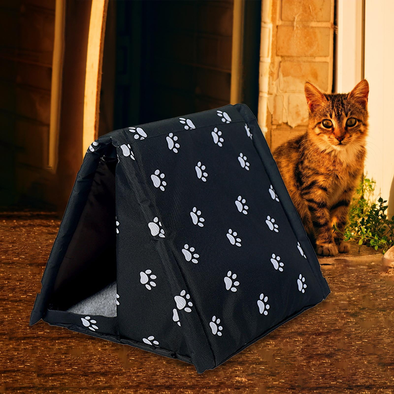 Stray Cats Shelter Waterproof Sleeping Tent Winter Warm Anti Slip Small Dog Kennel Pet Cat Beds Outdoor Cat House for Park Courtyard Street , 40cmx34cmx32cm