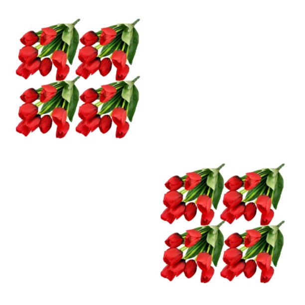 Toystoory 4X flores artificiales 9 cabezas ramo falso boda tulipanes flor decorativa interior exterior para jardín suministros rojo Rojo 2Conjunto