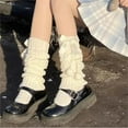 thumbnail image 7 of Jxzom White Leg Warmers with Bow and Fur Balls, Y2K Rib Knit Boot Socks, Harajuku Cutecore Leg Warmers for Women, 7 of 7