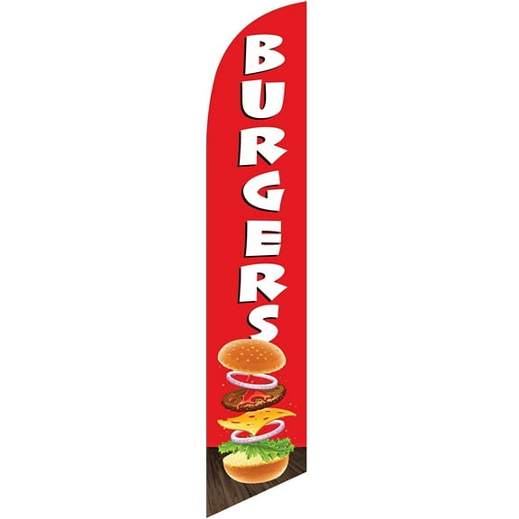 Burgers Feather Banner Swooper Flag Sign, Replacement Flag Only