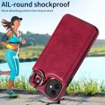 thumbnail image 2 of Nalacover for iPhone 11 Wallet Case with Card Slots & Metal Finger Ring, Durable PU Leather Back Double Magnetic Botton Flip Kickstand Purse Shockproof Phone Case,Red, 2 of 10