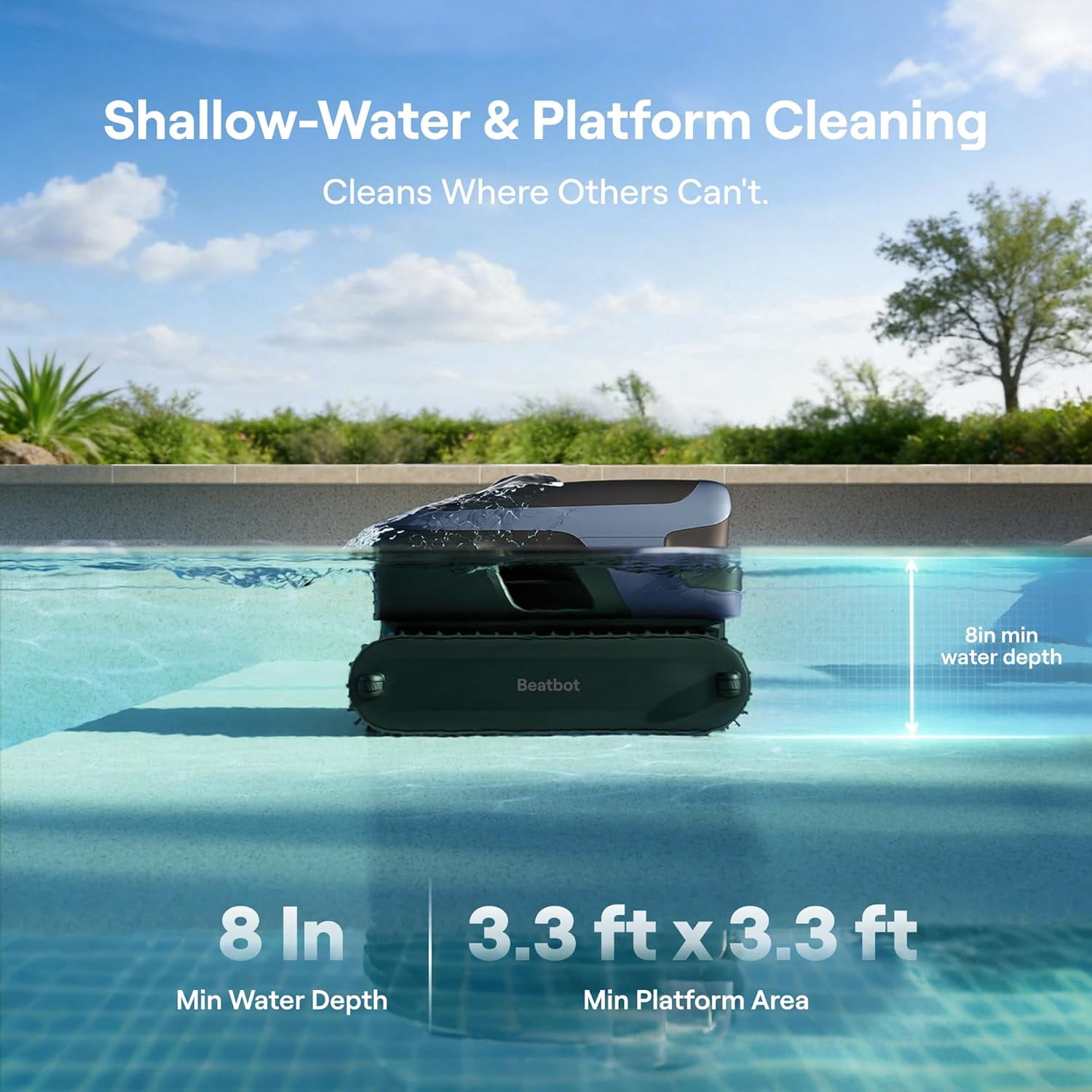 (2026 New) Beatbot Sora 70 Pool Vacuum Robot, 360° Top-to-Bottom Cleaning, Smart Surface Parking, 6L Capacity, 6800GPH Super Power for Above & In-Ground Pools Up to 3,200 sq. ft, Midnight Blue