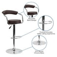 thumbnail image 4 of Flash Furniture Contemporary Brown Vinyl Adjustable Height Barstool with Arms and Chrome Base, 4 of 11