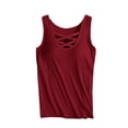thumbnail image 5 of Tanghaowl Tank Tops for Women, Plus Size Tank Top With Built In Bra Wide Straps Support Comfort Summer Casual Wear Wine XXXL, 5 of 5