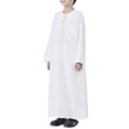 thumbnail image 5 of Otqutp Boys Arab Thobe Muslim Kaftan Kids 𝗜slamic Clothing Ethnic Trim Ramadan Prayer Clothing Long Sleeve Arabic Robe Dress, 5 of 7