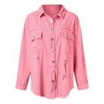 thumbnail image 5 of Womens Jackets Winter Jackets for Women Women's Pure Color Loose Denim Jacket With Sleeves, 5 of 5