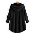 thumbnail image 2 of APEXFWDT Oversized Warm Winter Coats Women Long Sleeve Fuzzy Fleece Jacket Hoodie Casual Button Down Outerwear Coat, 2 of 3
