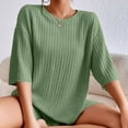 thumbnail image 6 of Short Sets for Women Ribbed Knit Loose Fit Short Sleeve Crewneck T Shirt and Shorts 2 Piece Matching Set Womens Lounge Set, 6 of 9
