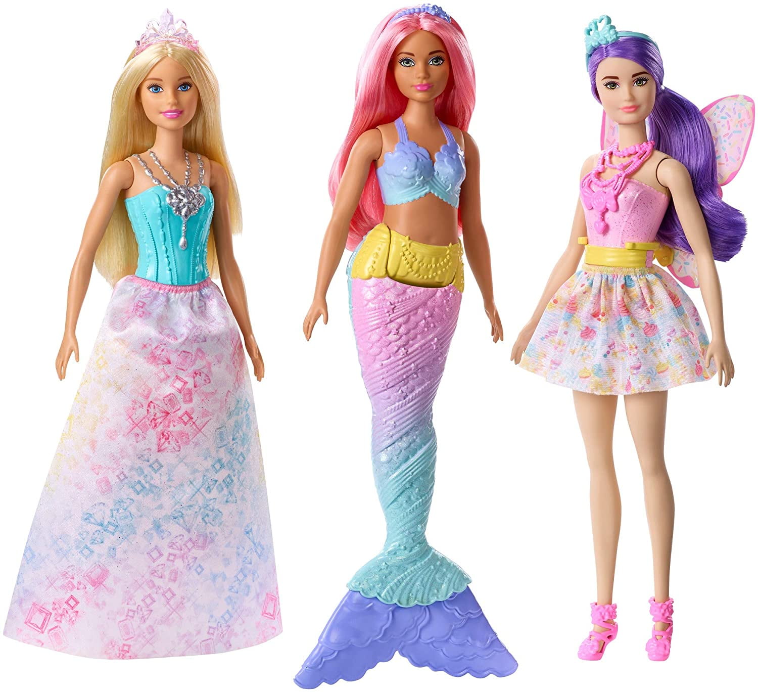 Barbie Dreamtopia 3 Doll Set, Mermaid. Princess, Fairy - Walmart.com