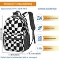 thumbnail image 3 of Black and White Wavy Checkered Pattern 17" School Backpacks for Teens,Waterproof Oxford Fabric,S-Shape Padded Straps for School,Travel,Hiking,Camping, 3 of 6