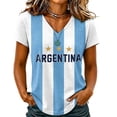 thumbnail image 2 of 2026 Soccer Cup Fan Jersey for Women, V-Neck Short Sleeve T-Shirt with Country Flag & Letter Print, Breathable Casual Sports Tee Pullover Top, 1 PC Blue XL, 2 of 5
