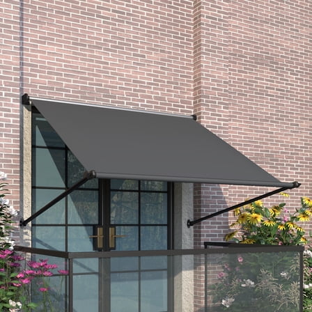 YODOLLA Retractable Awning 65"x80", Manual Outdoor Sun Shade Canopy for Patio Deck Window, Dark Grey