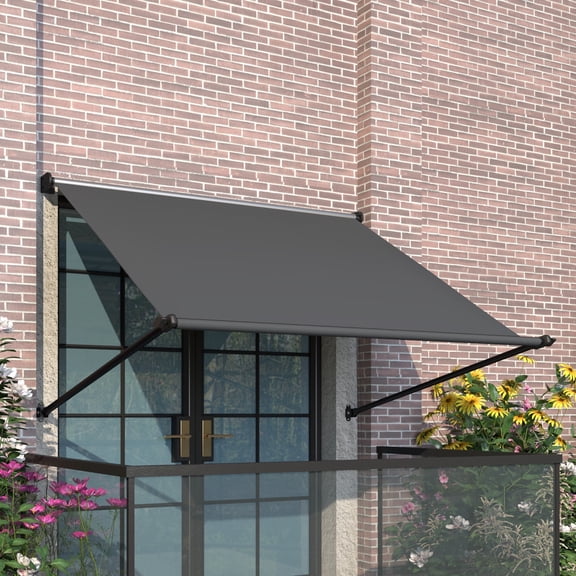 YODOLLA Retractable Awning 65"x80", Manual Outdoor Sun Shade Canopy for Patio Deck Window, Dark Grey