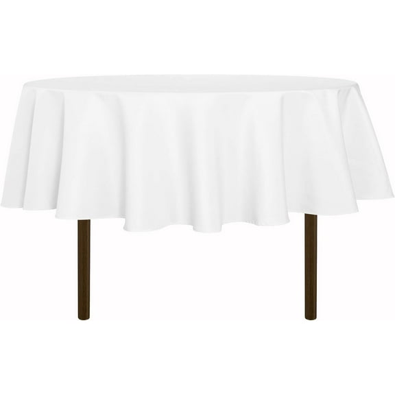 60 Inch Round Tablecloth (Fits 20-48 Inch Tables), Water Resistant Spill Proof Washable Polyester Table Cloth Decorative Fabric Table Cover for Dining, Buffet Parties and Camping, White