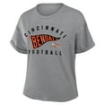 thumbnail image 2 of Women's Fanatics Heather Gray Cincinnati Bengals Pennant Wave Tribute Tri-Blend Boxy T-Shirt, 2 of 3