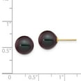 thumbnail image 3 of Real 14kt Yellow Gold 9-10mm Black Round Freshwater Cultured Pearl Stud Post Earrings; for Adults and Teens; for Women and Men, 3 of 3