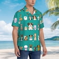 thumbnail image 2 of Lsque Cartoon Dogs pattern Hawaiian Shirt for Men, Unisex Summer Beach Casual Short Sleeve Button Down Shirts-Medium, 2 of 9