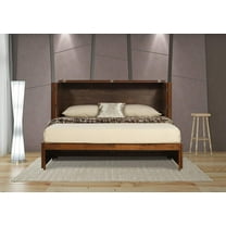 Emurphybed Paradiseo Queen Murphy Cabinet Bed with Charging Station (Tobacco Finish)
