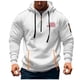 thumbnail image 2 of Sudadera con capucha para hombre, con estampado de bolsillo, media cremallera, cordón ajustable, informal, deportiva, de manga larga, blusa de poliéster, 2 of 5