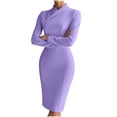 thumbnail image 3 of Zedker Business Dress for Women Elegant Long Sleeve V Neck Bodycon Midi Dresses Work Office Solid Fashion Dresses, 3 of 8
