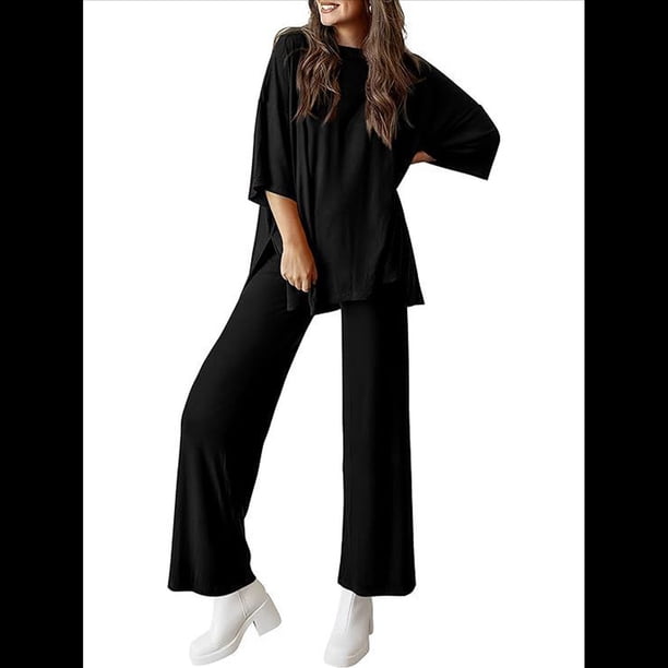 Traje Informal de Dos Piezas para Mujer, Ideal para Viajes y Vacaciones. Negro L