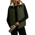 thumbnail image 7 of Sherpa Fleece Lined Jacket Vest for Women Winter Casual Warm Cropped Coat Sleeveless Full Zip Quilted Outerwear (2XL, Army Green), 7 of 7