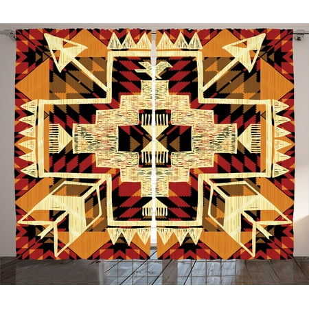 Chic Bedroom Decor (Arrow Decor Curtains 2 Panels Set, Native American Inspired Retro Aztec Pattern Mod Graphic Design Boho Chic Art Print, Living Room Bedroom Accessories, By)