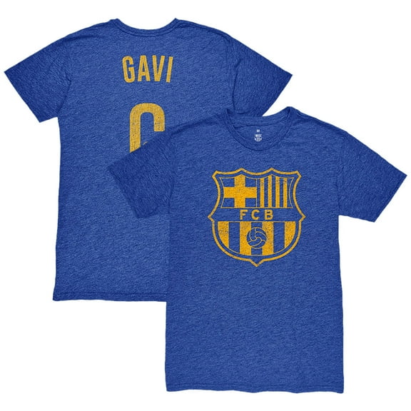 Men's 1863FC Gavi Heather Royal Barcelona Player Name & Number Twisted Tri-Blend Slub T-Shirt