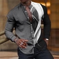 thumbnail image 1 of Camisa de hombre con solapa y cuello alto, informal, a la moda, azul, morado, geométrica, para exteriores, fiestas callejeras, tela de alta calidad, novedad de , talla grande, 1 of 6