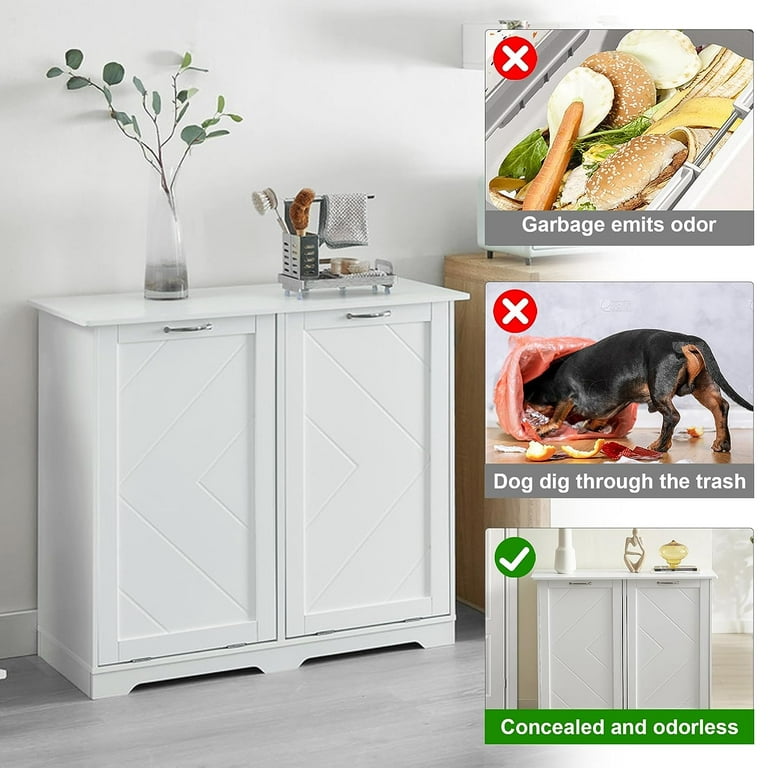 VECELO Tilt Out Kitchen Trash Bin Cabinet