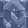thumbnail image 6 of Coevals Club Mens Pearl Snap Plaid Western Cowboy Button Up Short Sleeve Shirts Navy White 38 X-Large, 6 of 7